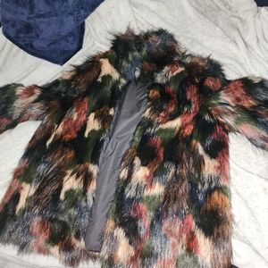 Faux fur jacket size large perfect condition